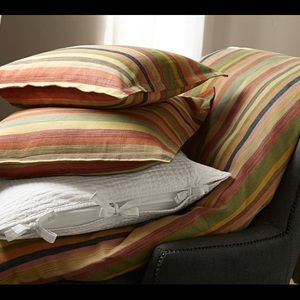 Pottery Barn Logan Strip King Duvet and Euro shams